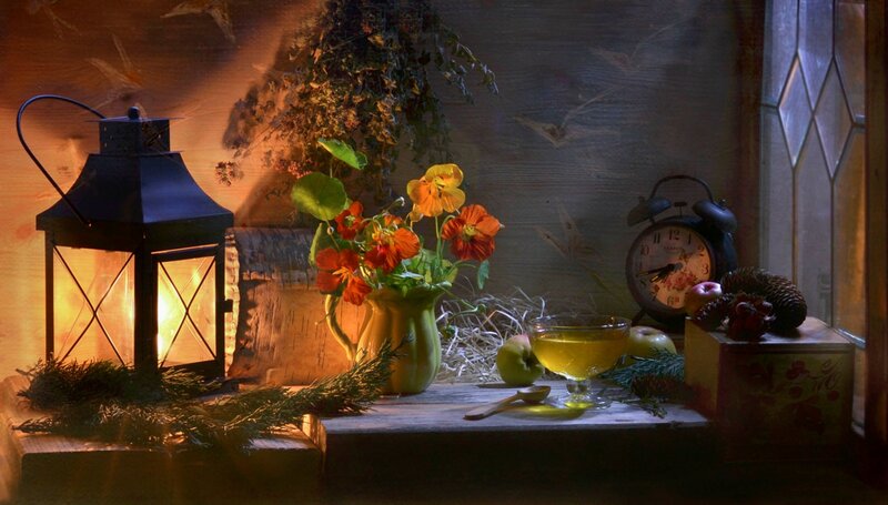 Still Life with Lantern — Brown