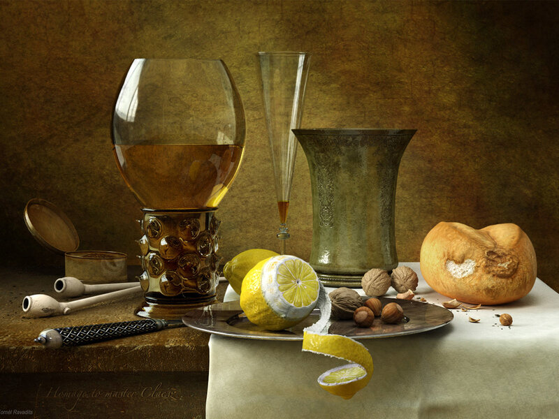 Still life with lemon and glass