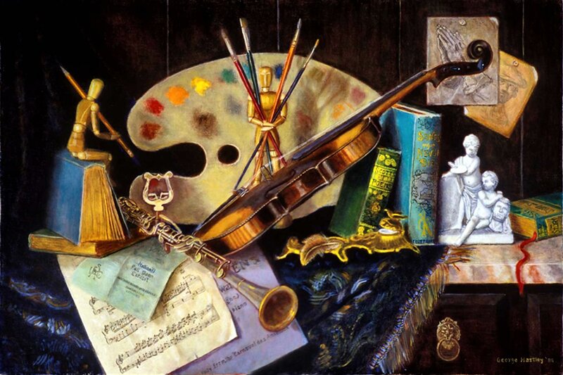 Still Life with Musical Instruments — Brown