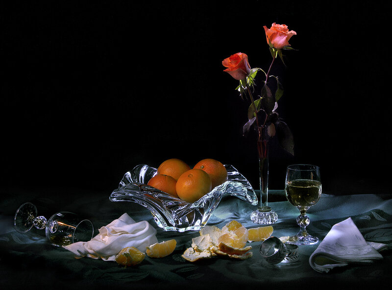 Still Life with Oranges and Roses