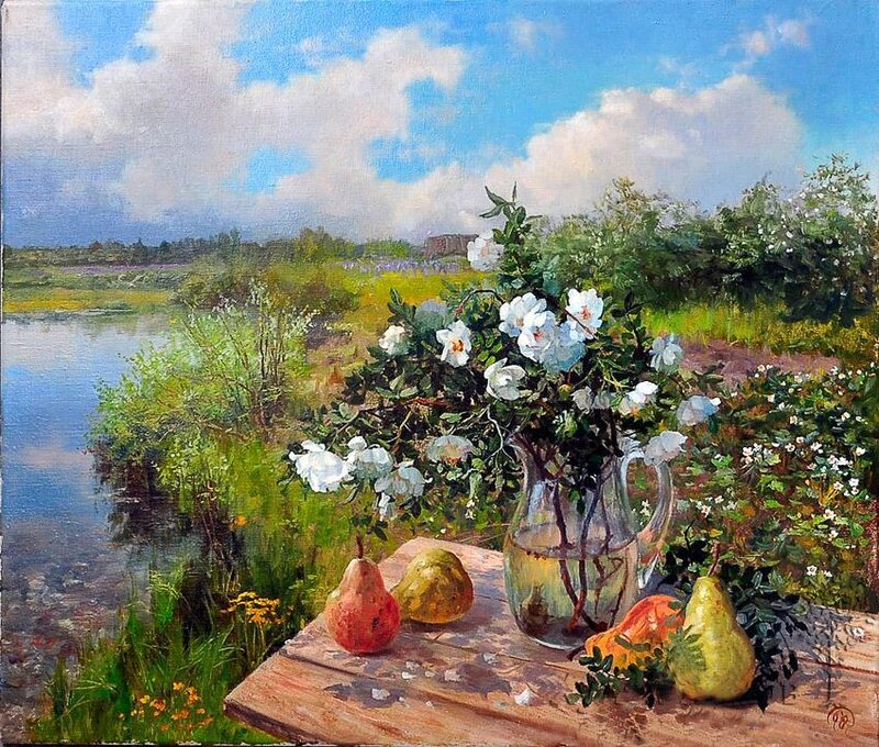 Still Life with Pears and Flowers