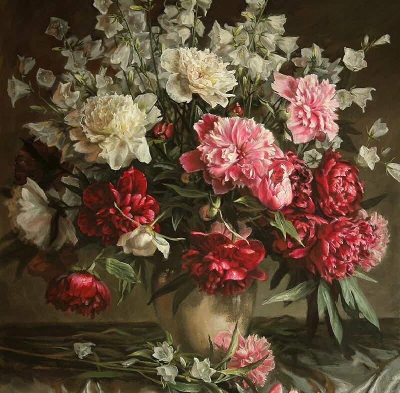 Still life with peonies