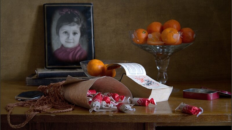 Still Life with Photo and Fruit