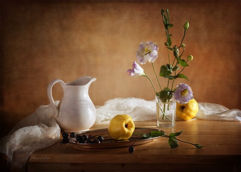 Still Life with Pitcher and Fruit — Brown