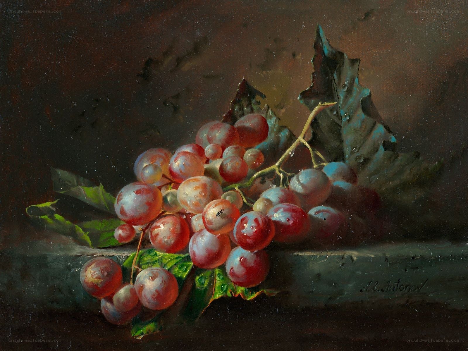 Still life with red grapes