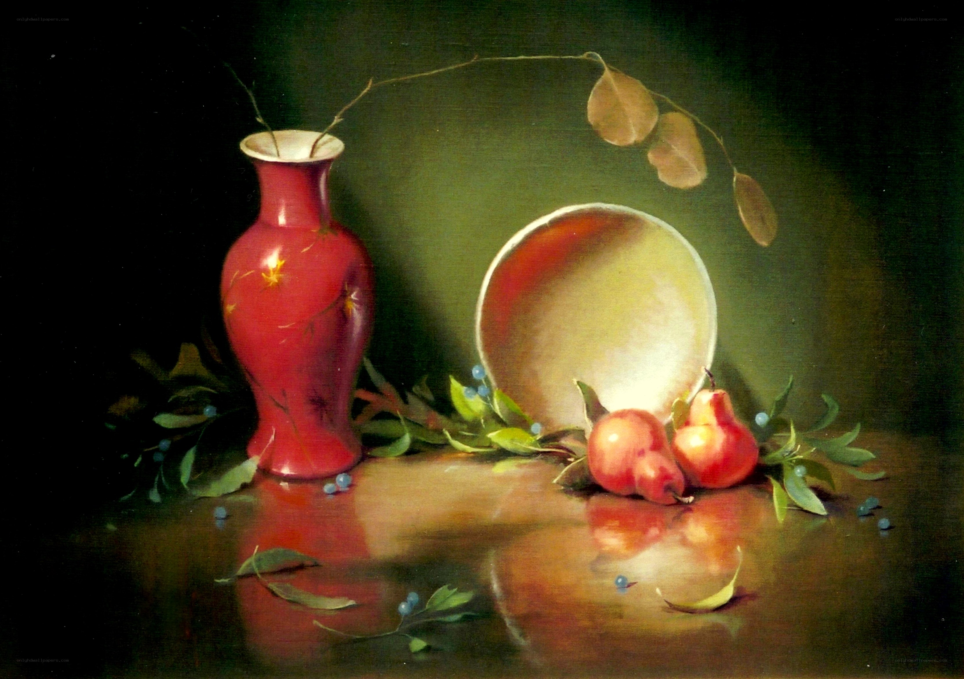 Still life with red vase