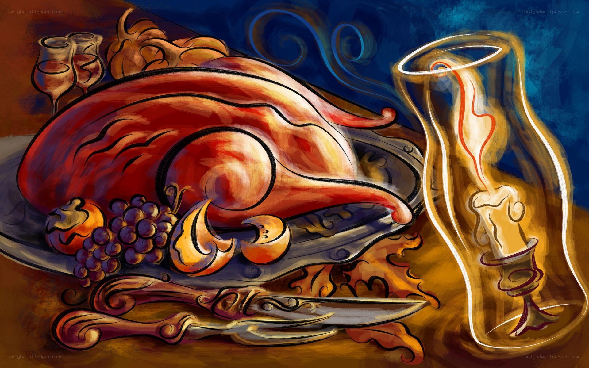 Still life with roasted bird