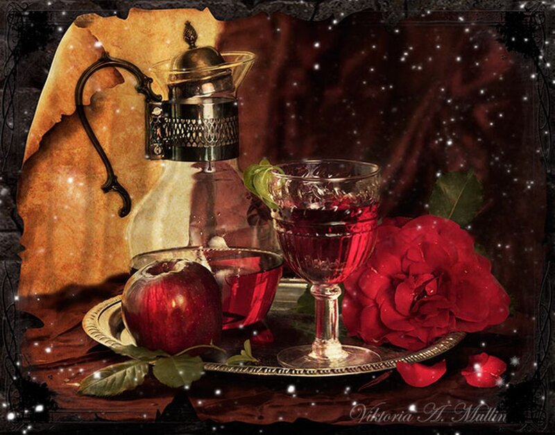 Still Life with Rose and Apple — Red