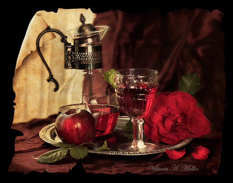 Still Life with Rose and Apple