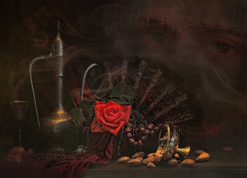 Still Life with Rose and Fan