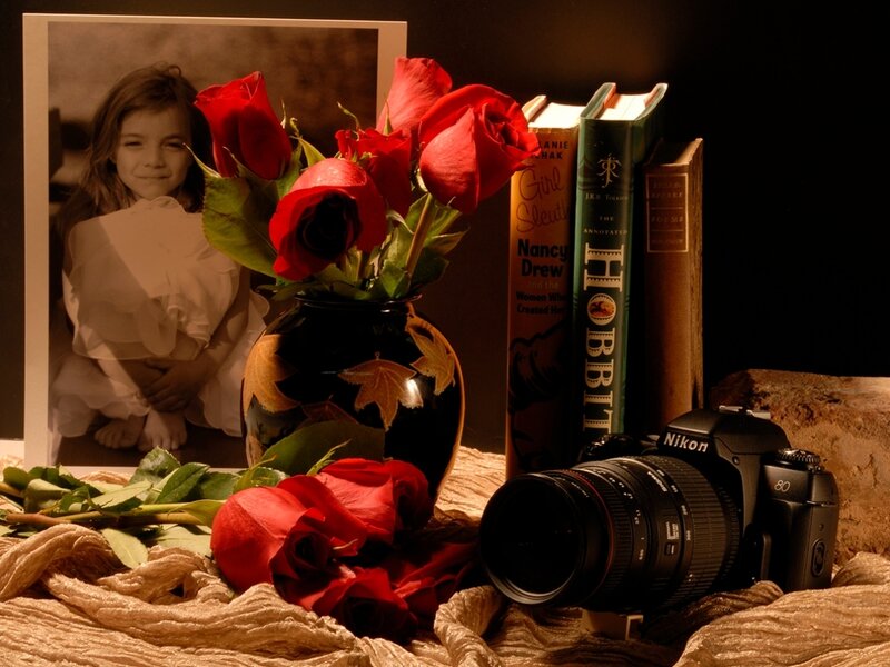 Still Life with Roses and Camera