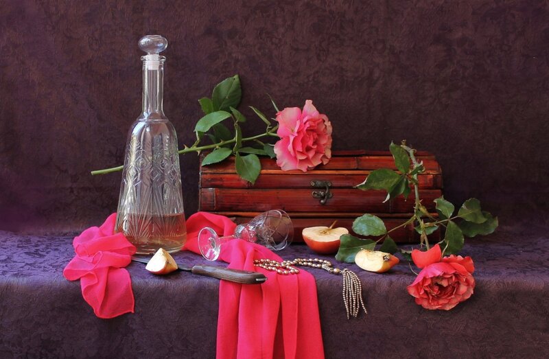 Still Life with Roses and Decanter