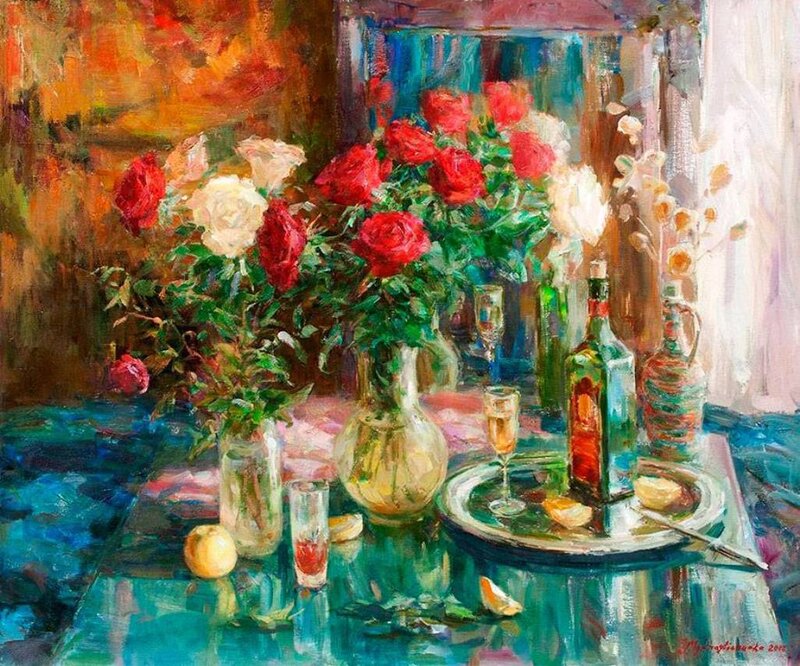 Still Life with Roses — Red, Calm