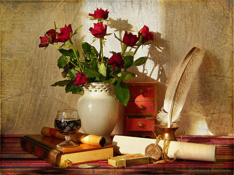 Still Life with Roses — Red, Dramatic