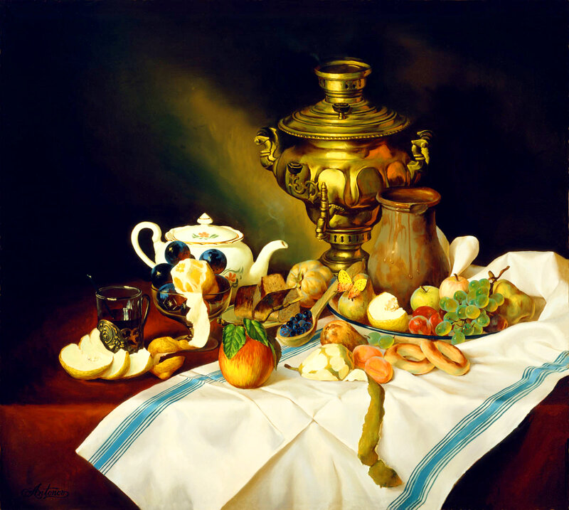 Still Life with Samovar — White, Dramatic