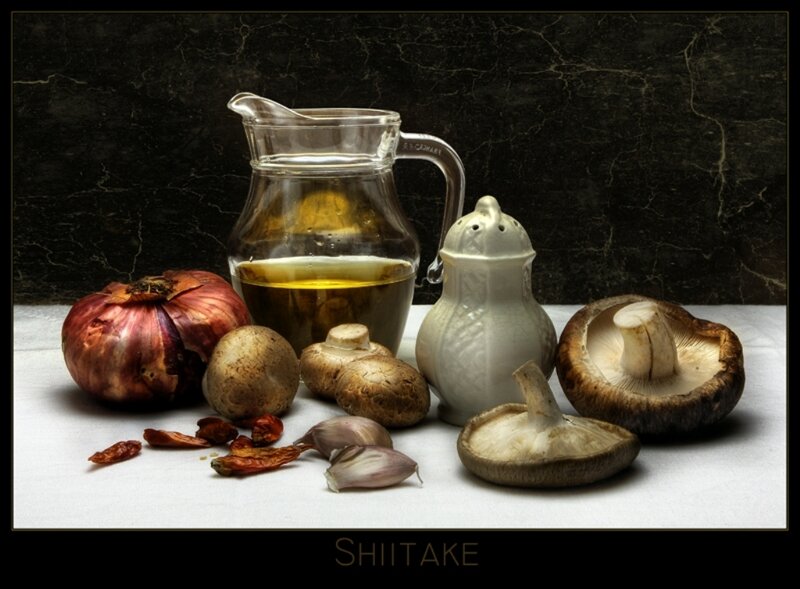 Still life with shiitake mushrooms