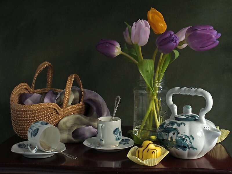 Still Life with Tea Set — Purple