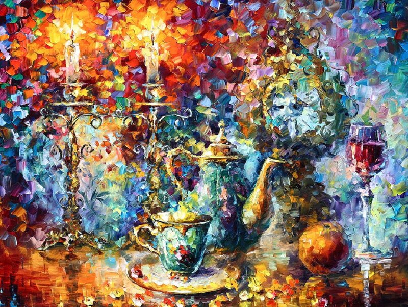 Still Life with Tea Set — Red