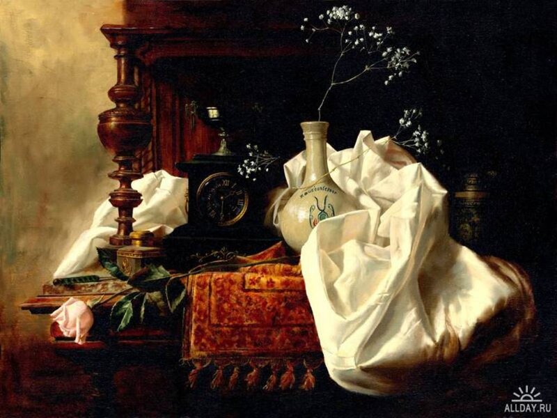 Still Life with Vase and Clock