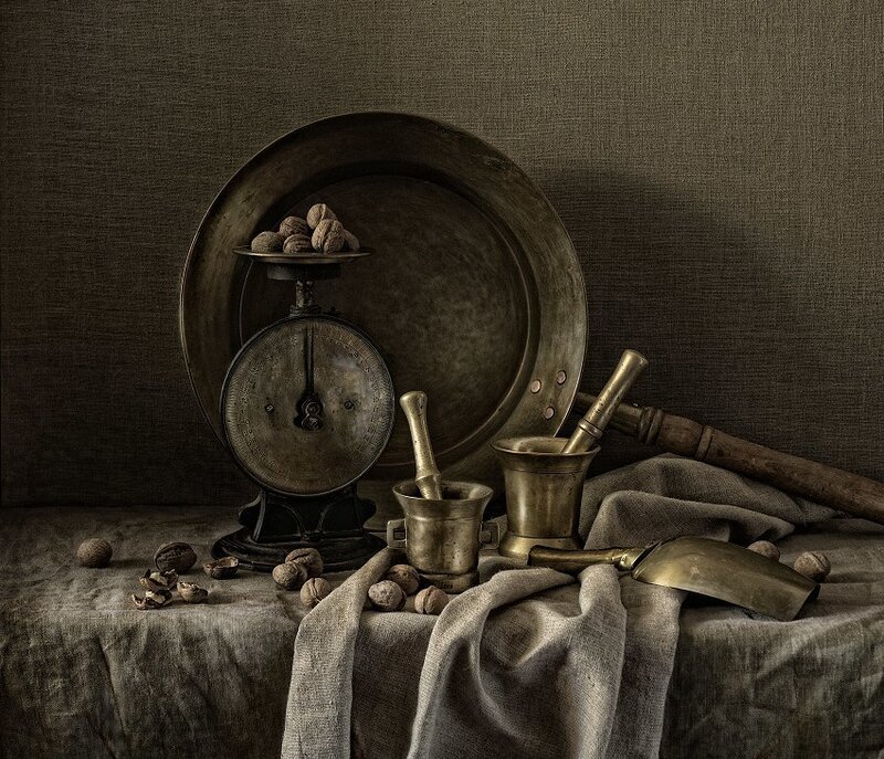 Still life with vintage kitchen tools