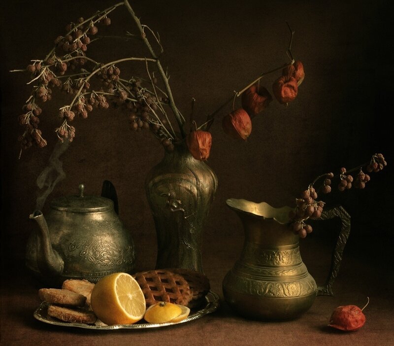 Still life with vintage vessels