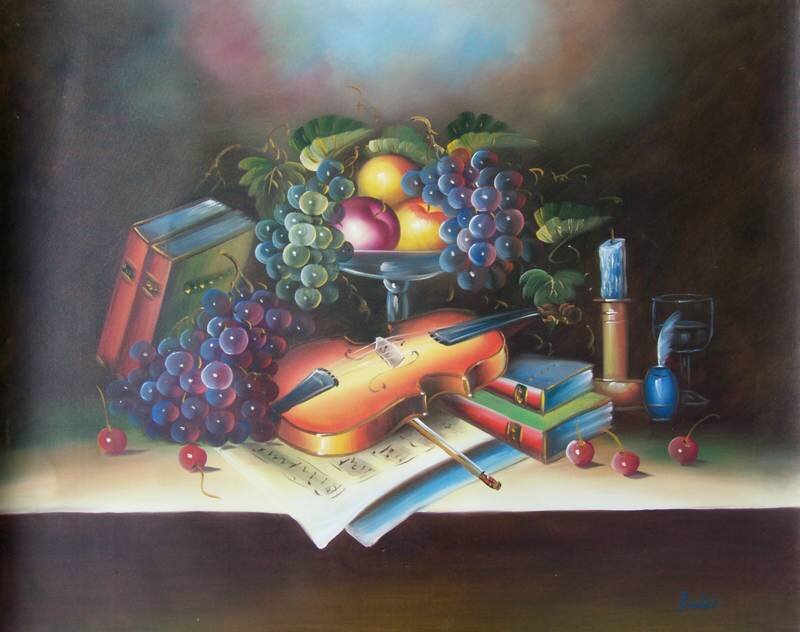 Still Life with Violin — Brown, Dramatic