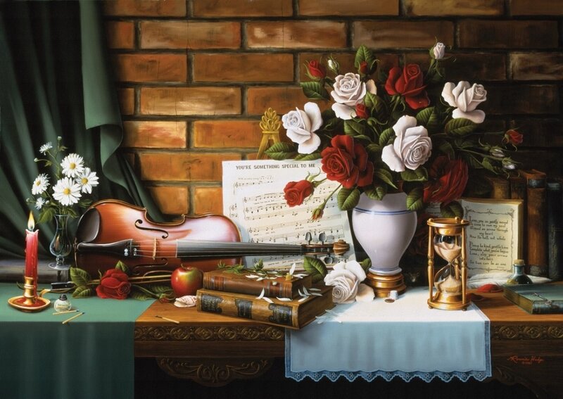 Still Life with Violin — Brown, Serene