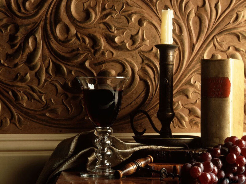 Still life with wine and grapes