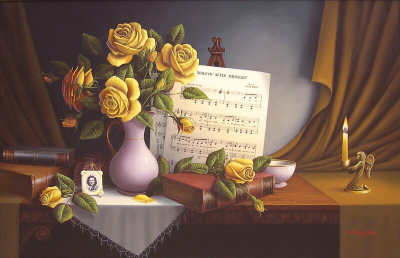 Still life with yellow roses