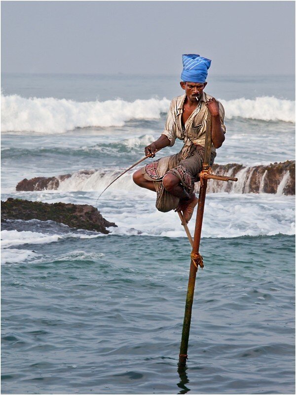 Stilt fisherman in Sri Lanka