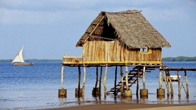 Stilt house on the water