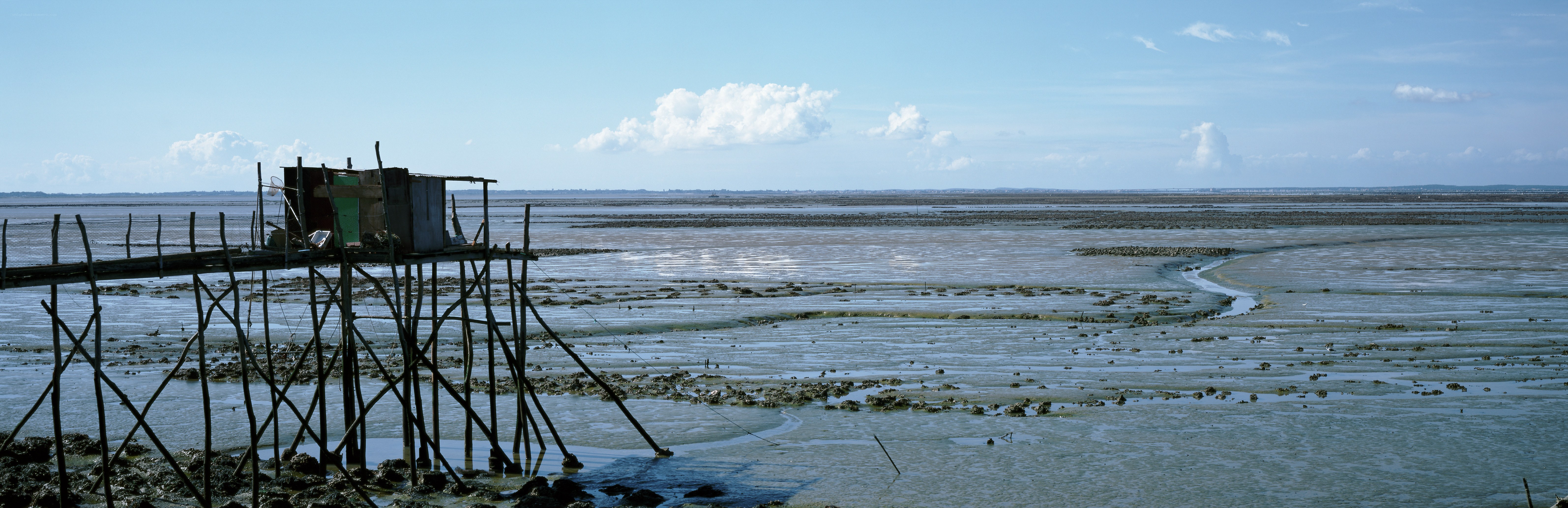 Stilt house on tidal flats