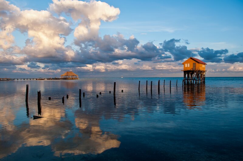 Stilt House on Water — Blue, Serene