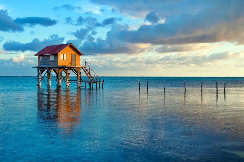Stilt House on Water — Blue