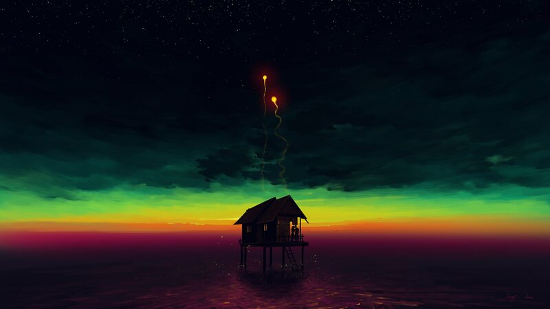 Stilt House on Water — Green