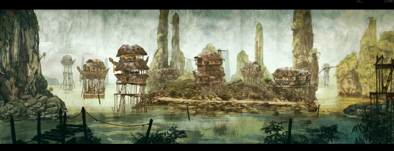 Stilt Houses in Swamp