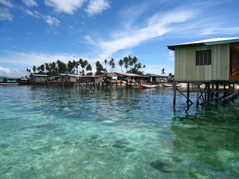 Stilt houses on a tropical island
