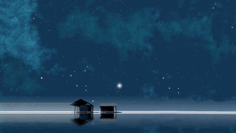 Stilt Houses on Water — Blue