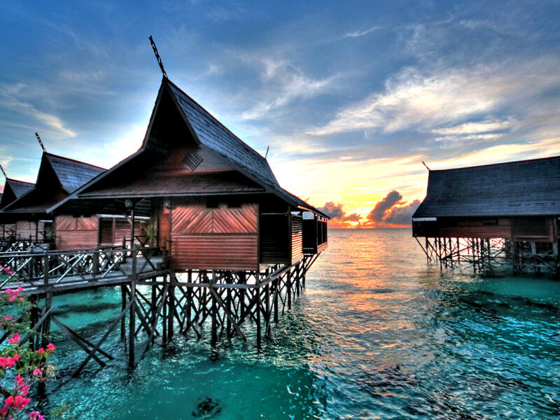 Stilt Houses over Water — Blue
