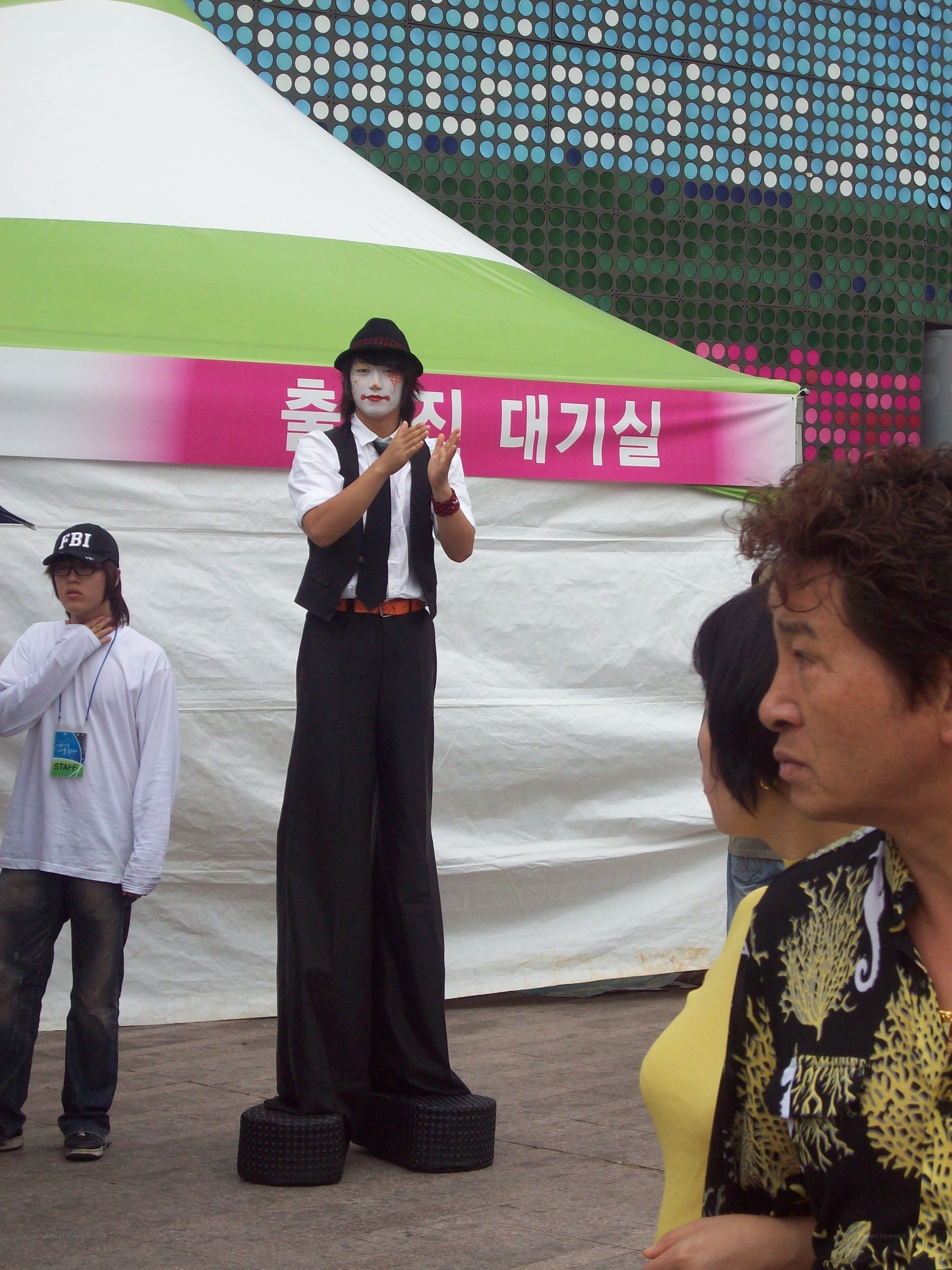 Stilt walker at outdoor event