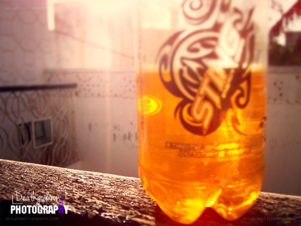 Sting energy drink in sunlight
