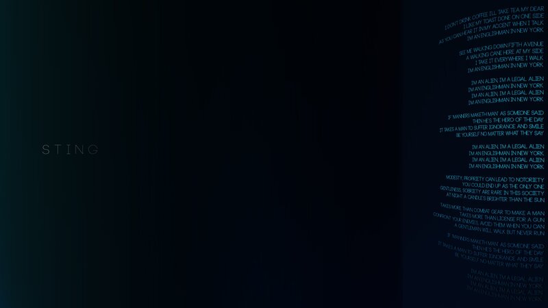 Sting lyrics on dark background