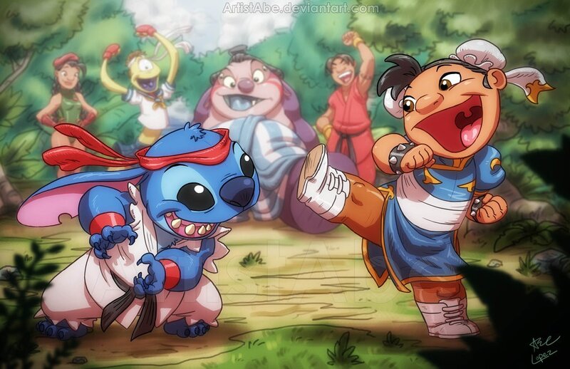 Stitch and a young warrior in action