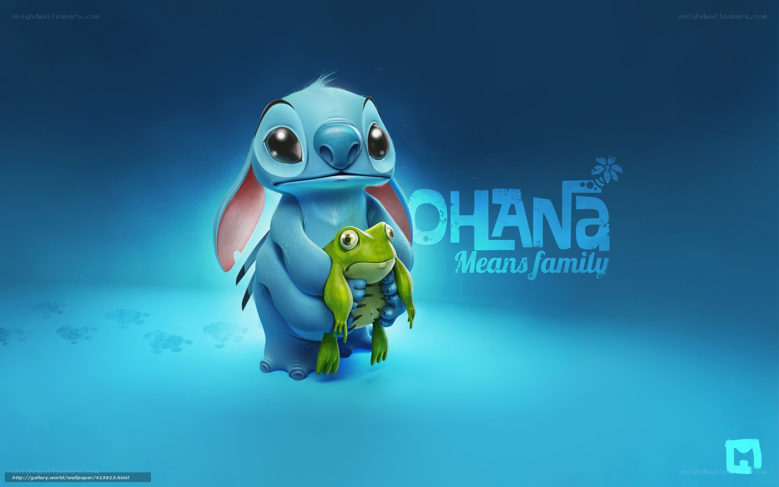 Stitch holding a frog