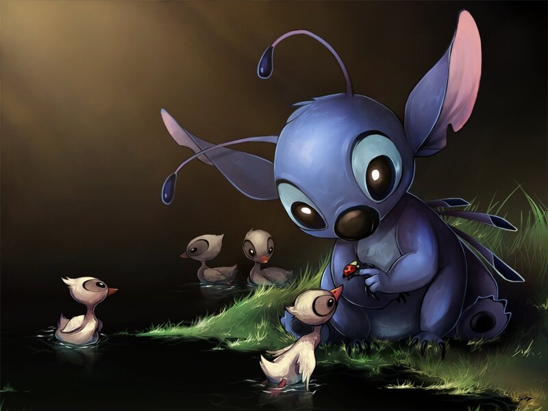 Stitch with Ducklings — Blue