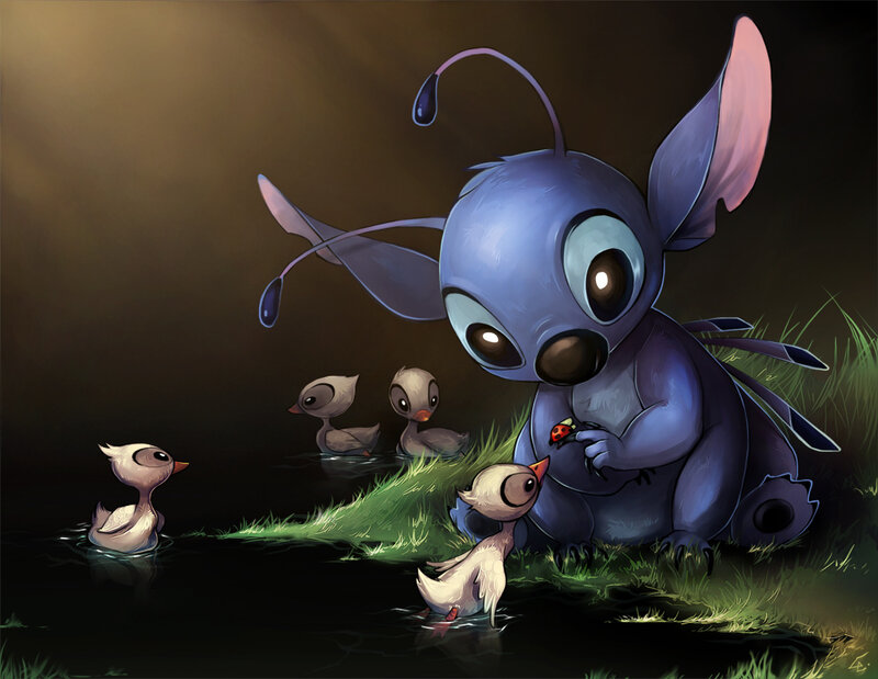 Stitch with ducklings