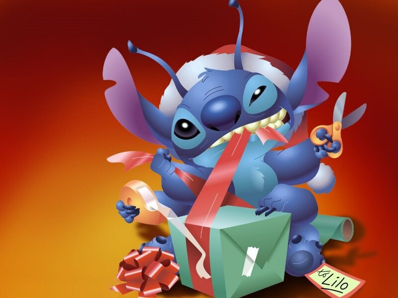 Stitch with gift box
