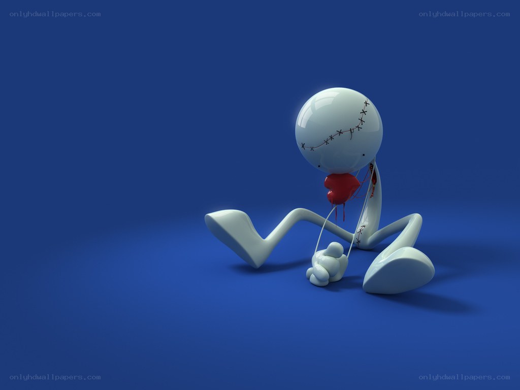 Stitched figure with heart