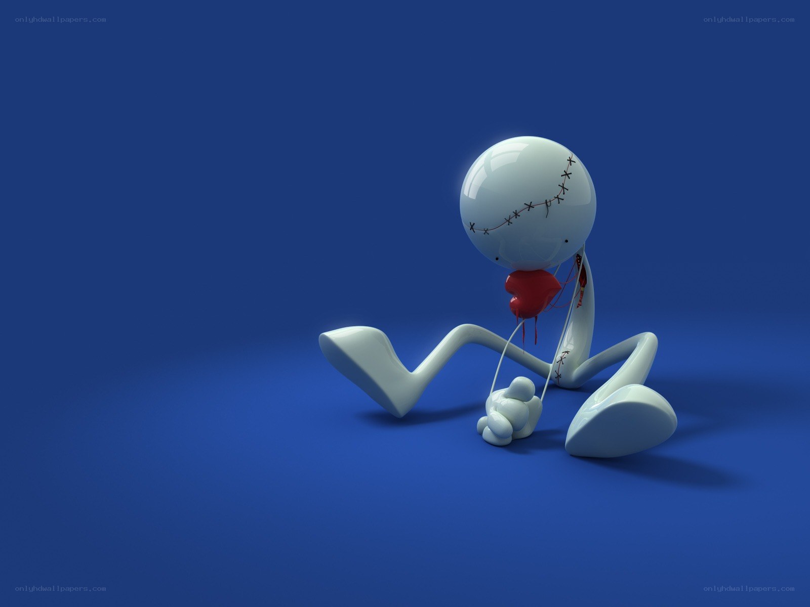 Stitched figure with heart
