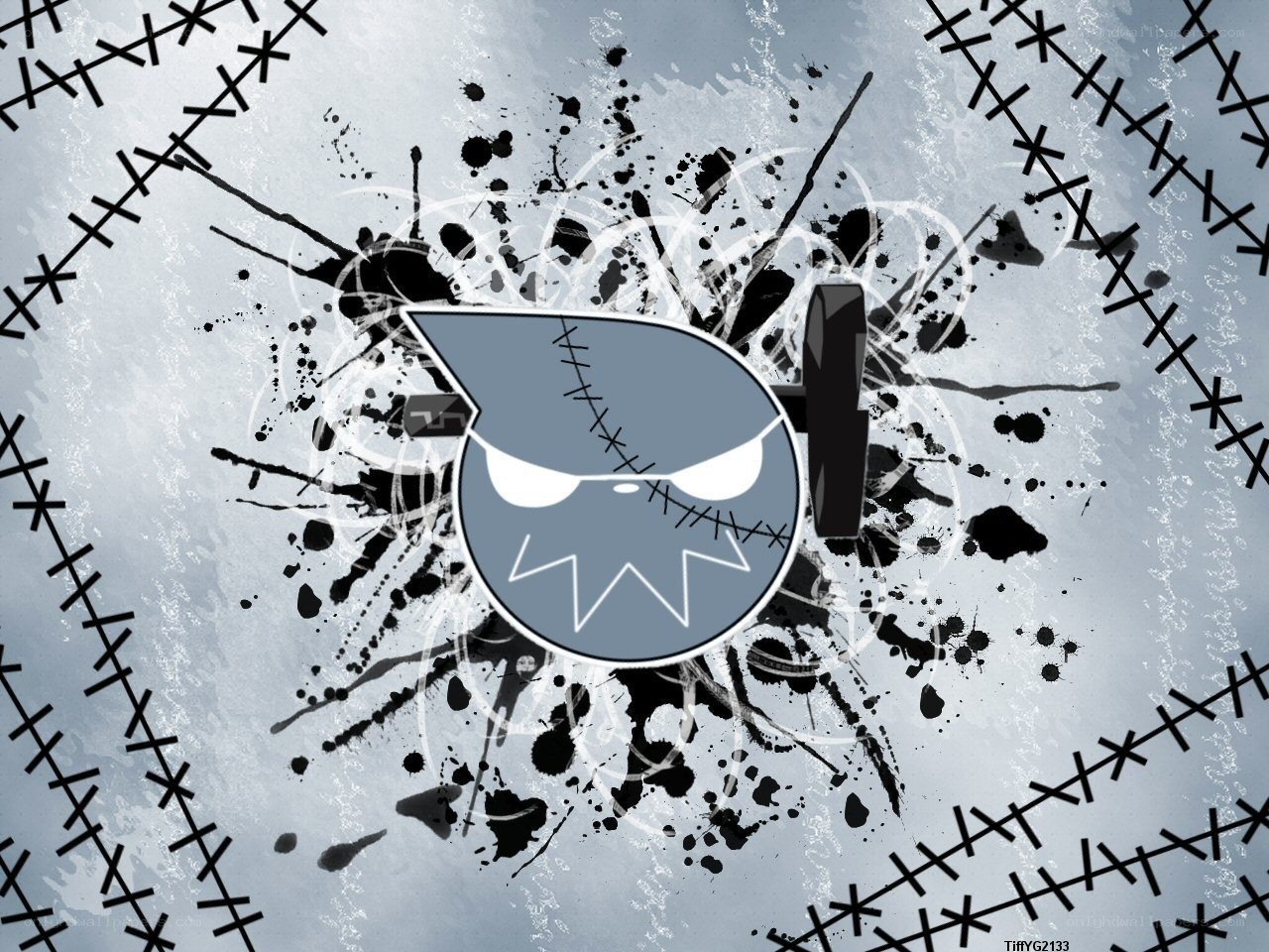 stitched monster logo art